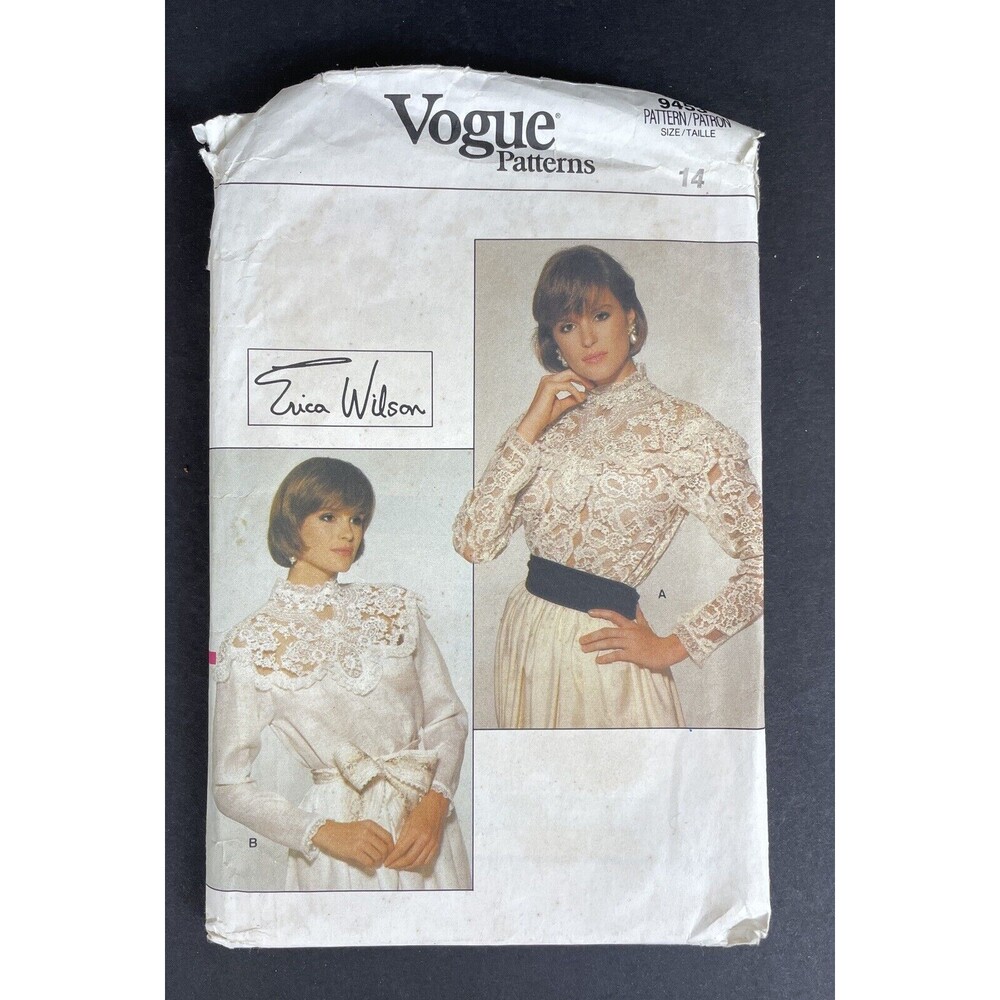 Vogue Pattern 9453 Misses Blouse make two styles size 14 By Erica Wilson UNCUT